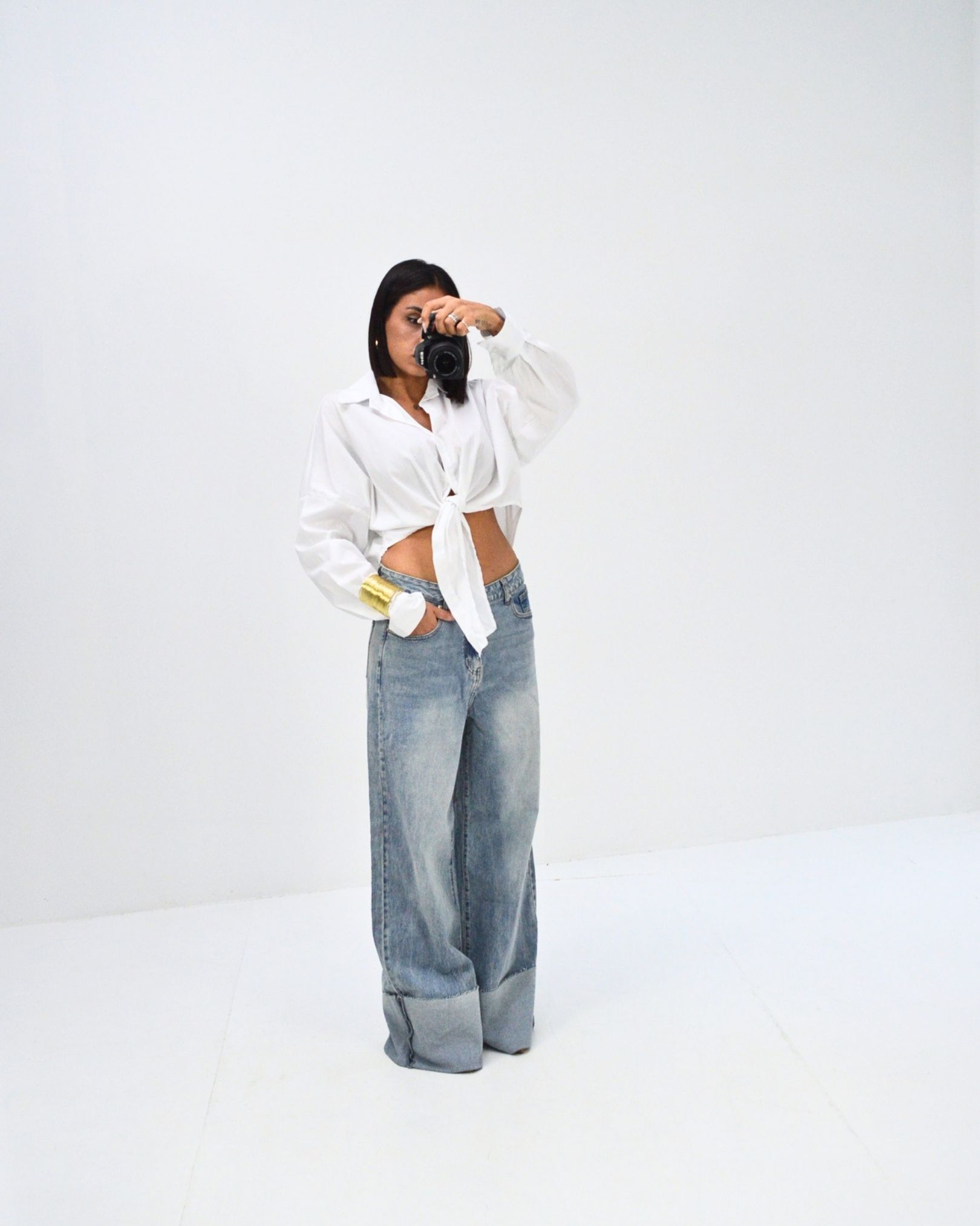 JEANS PALAZZO RISVOLTO